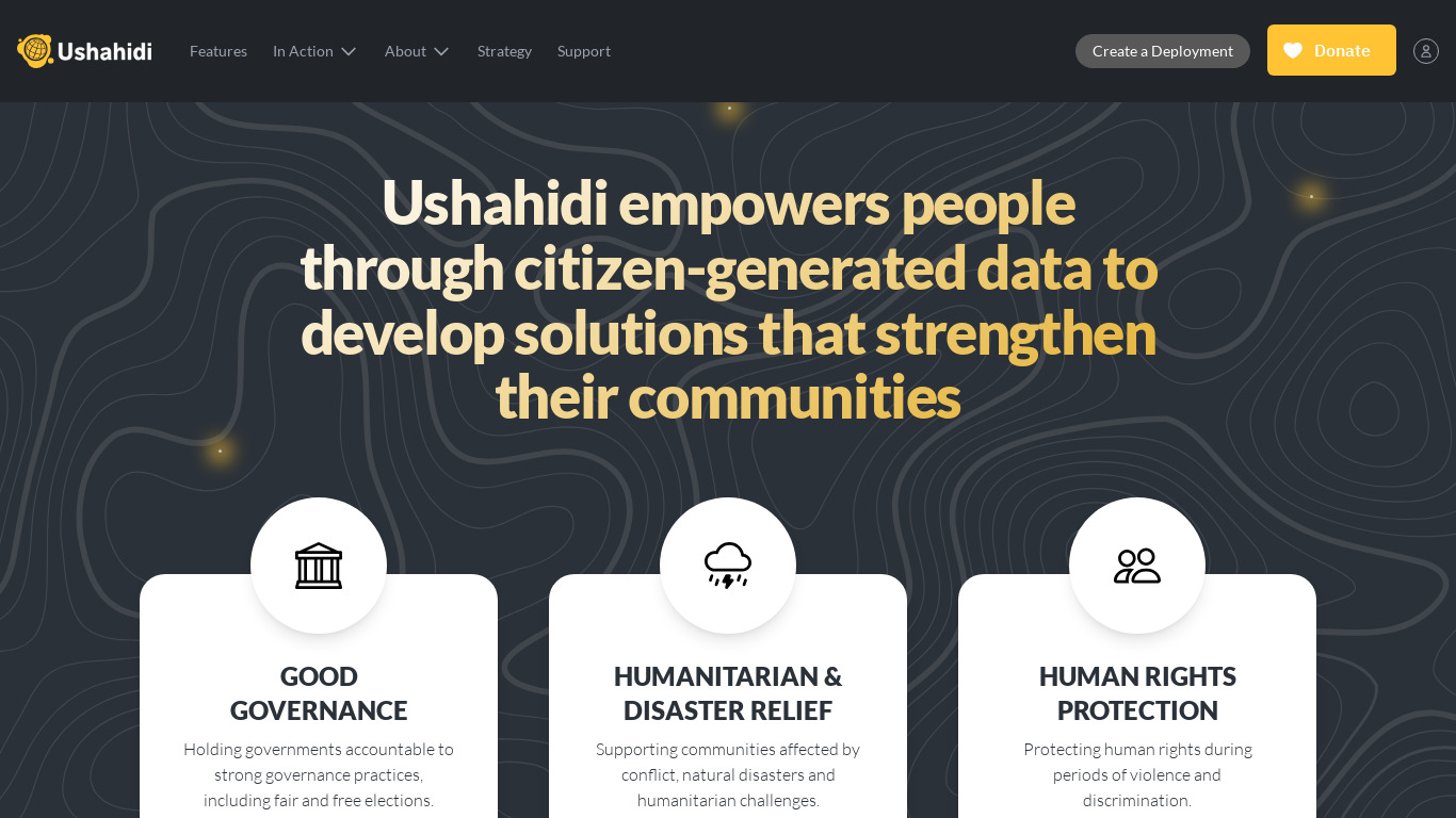 Ushahidi Landing page