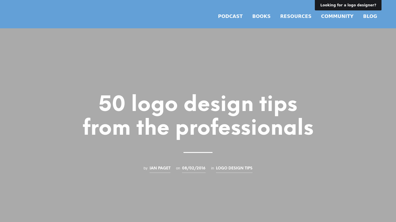 50 Logo Design Tips Landing page