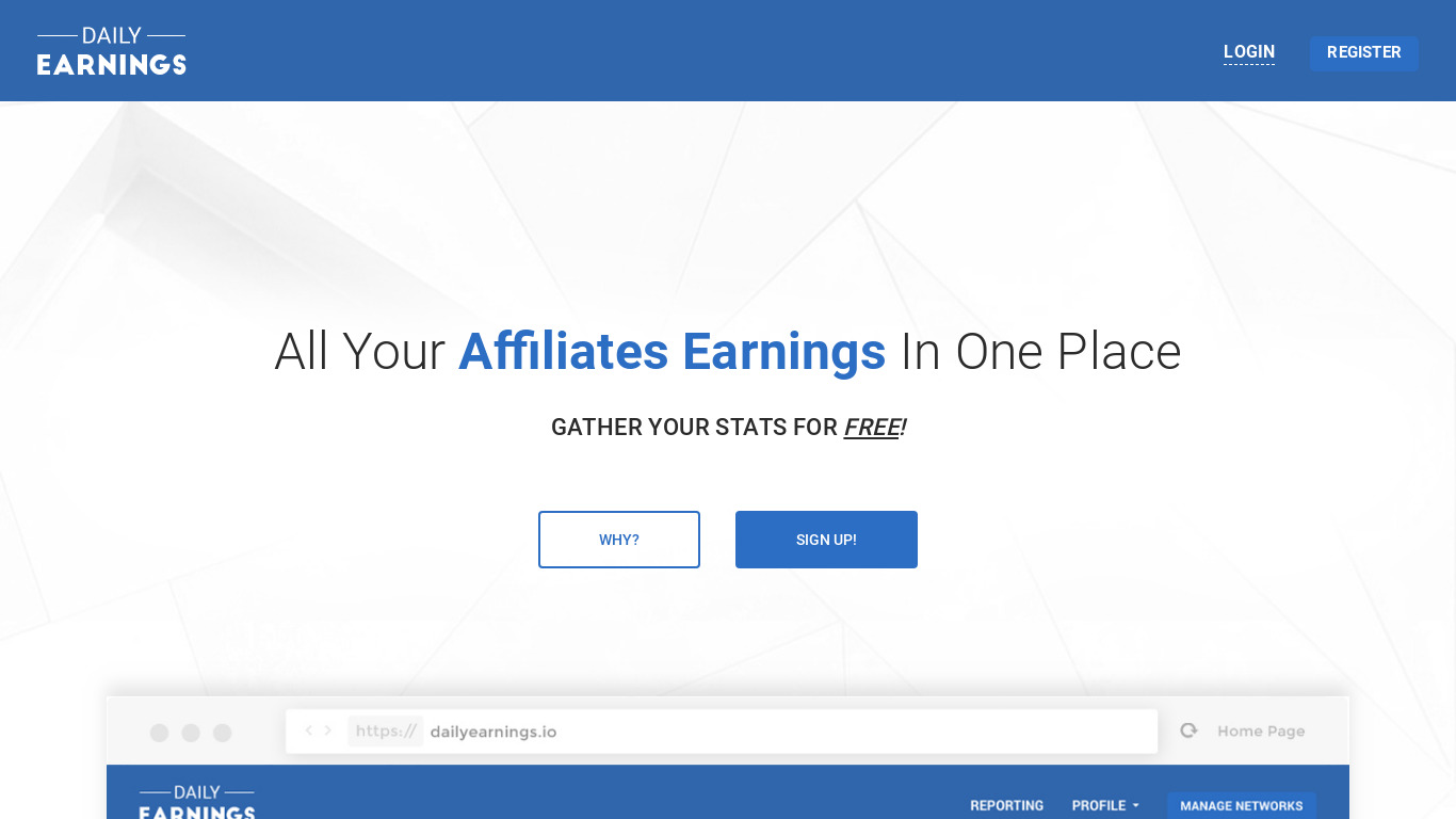 Daily Earnings Landing page