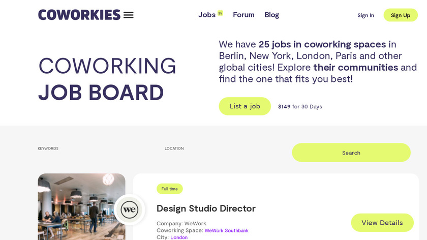 Coworkies Jobs Landing Page
