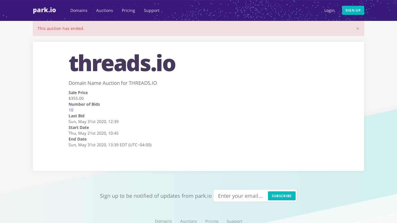 Threads.io Landing page