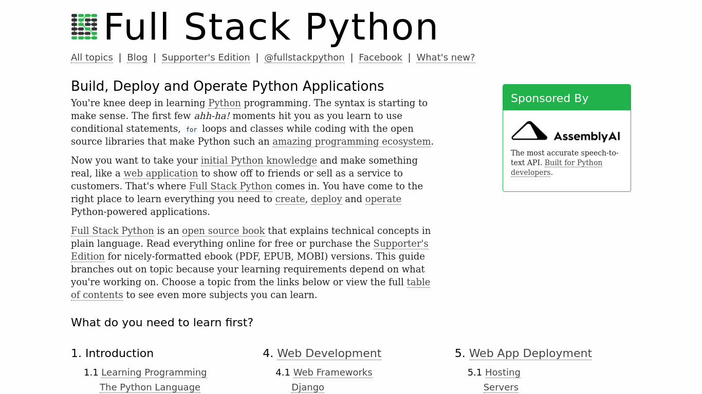 Full Stack Python Landing page