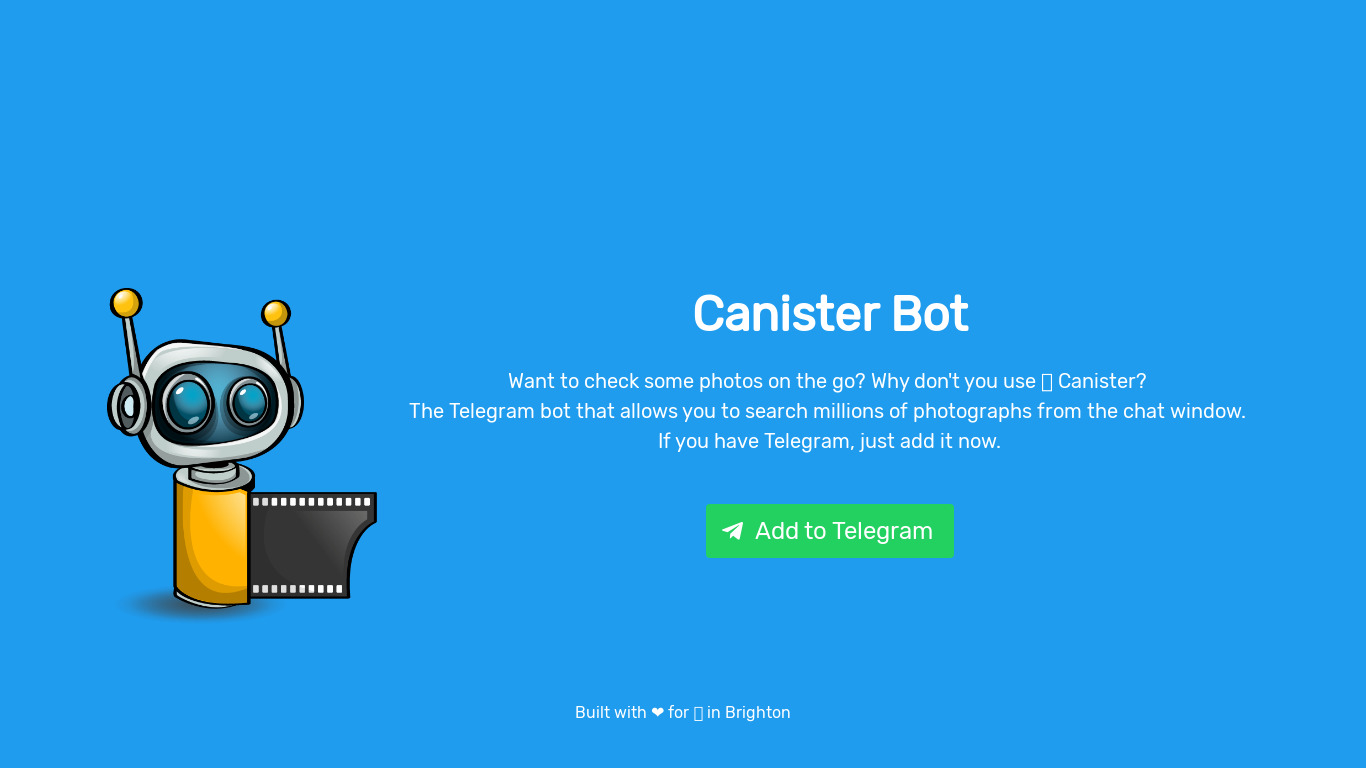 Canister Bot Landing page