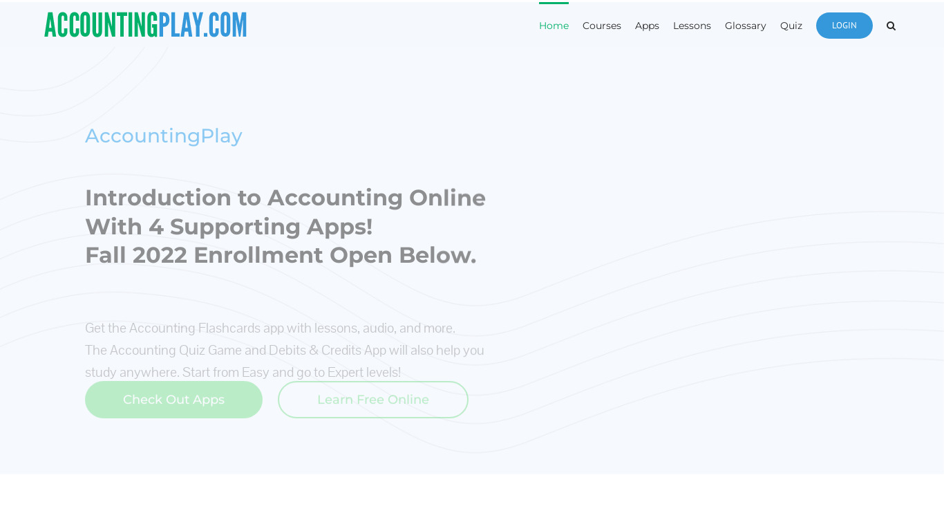 Accounting Play Landing page
