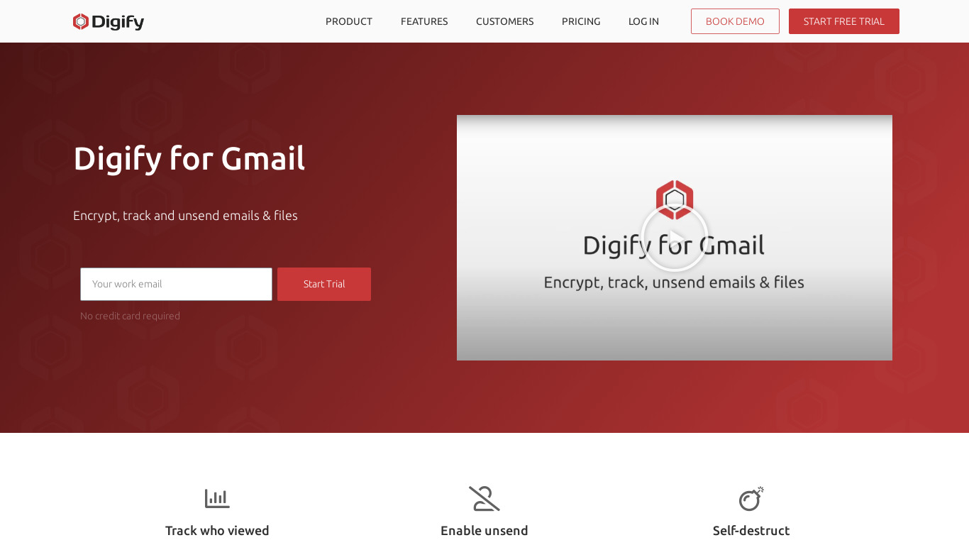 Digify for Gmail Landing page
