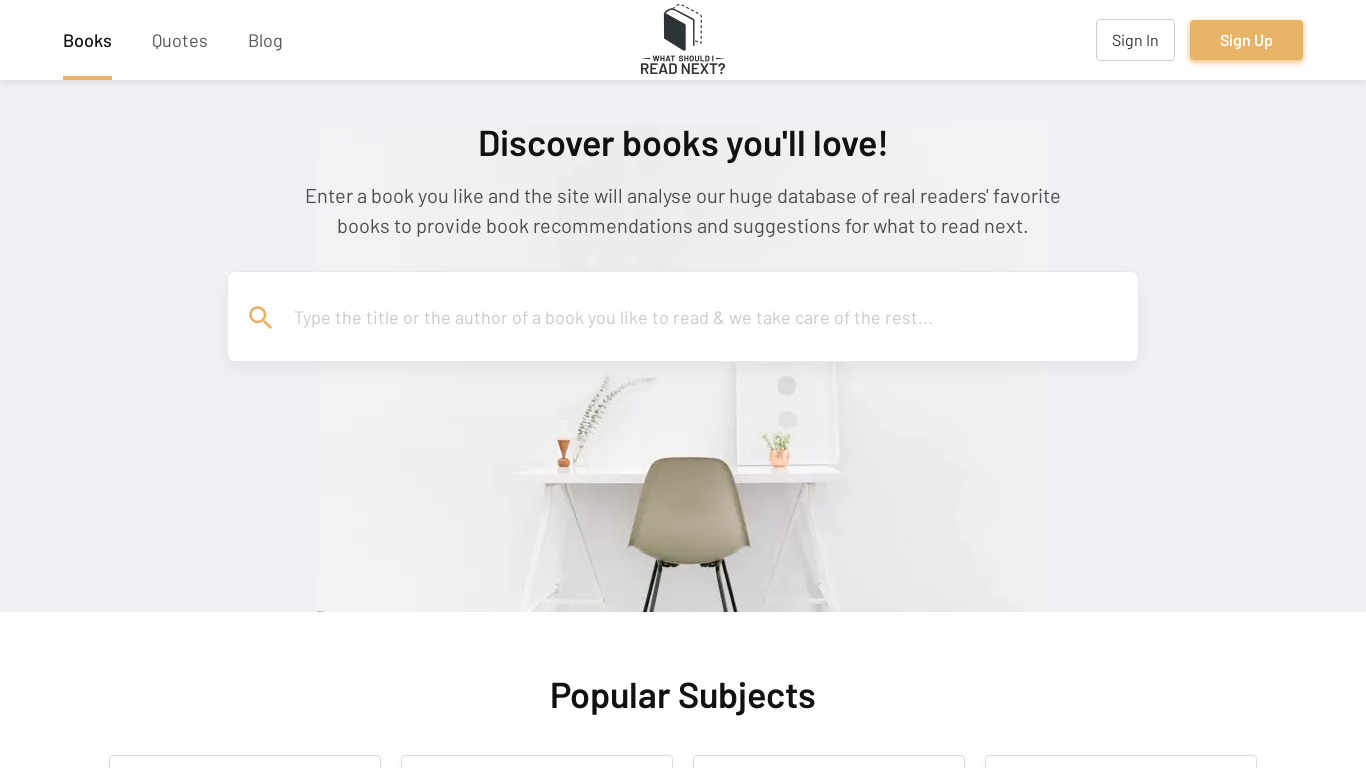 What Should I Read Next? Landing page