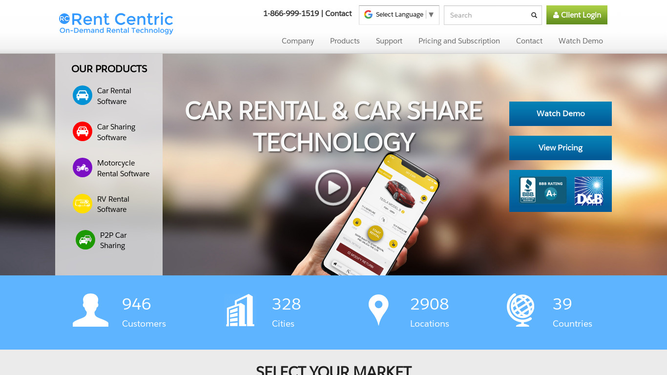 Rent Centric Landing page