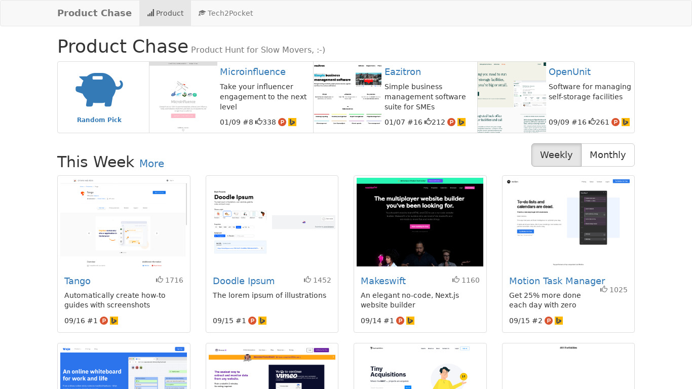 Product Chase Landing page