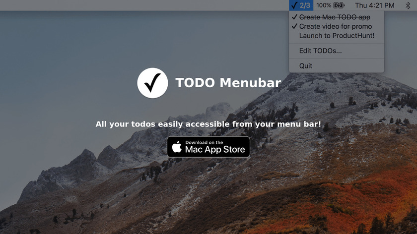 Mac TODO Menubar Landing Page