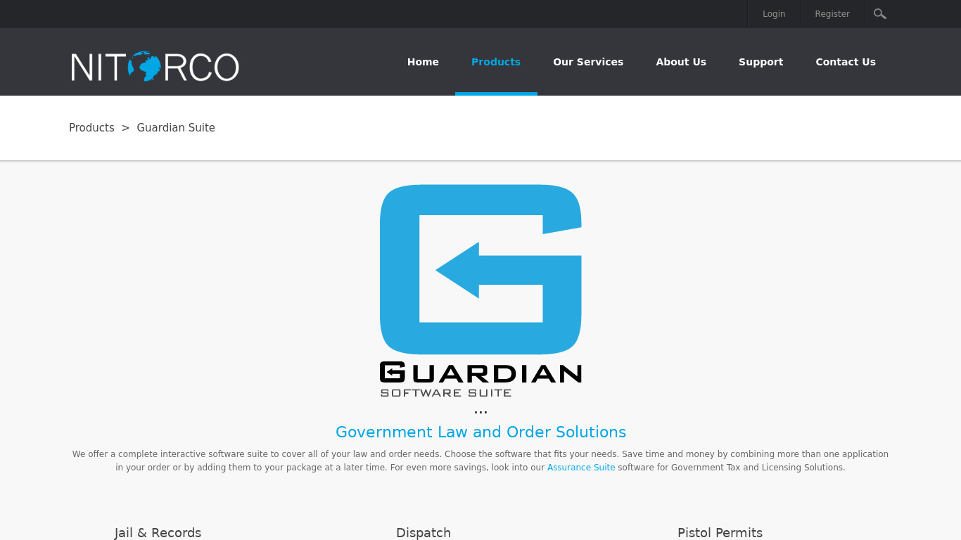 nitorco.com Guardian Software Suite Landing page