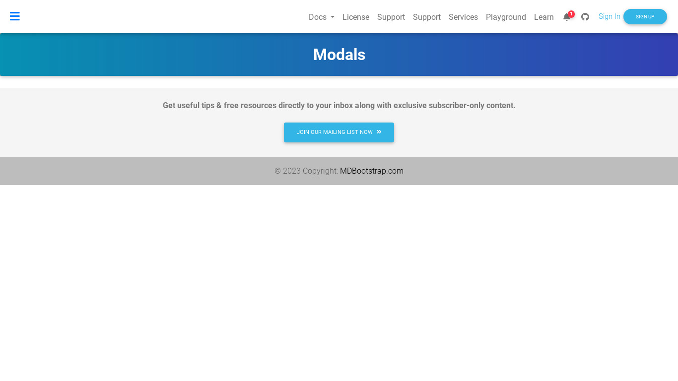 Enhanced Bootstrap Modals Landing page