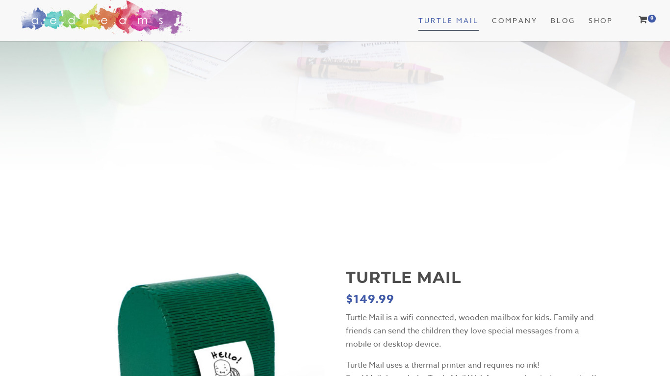 aedreams.com Turtle Mail Landing page
