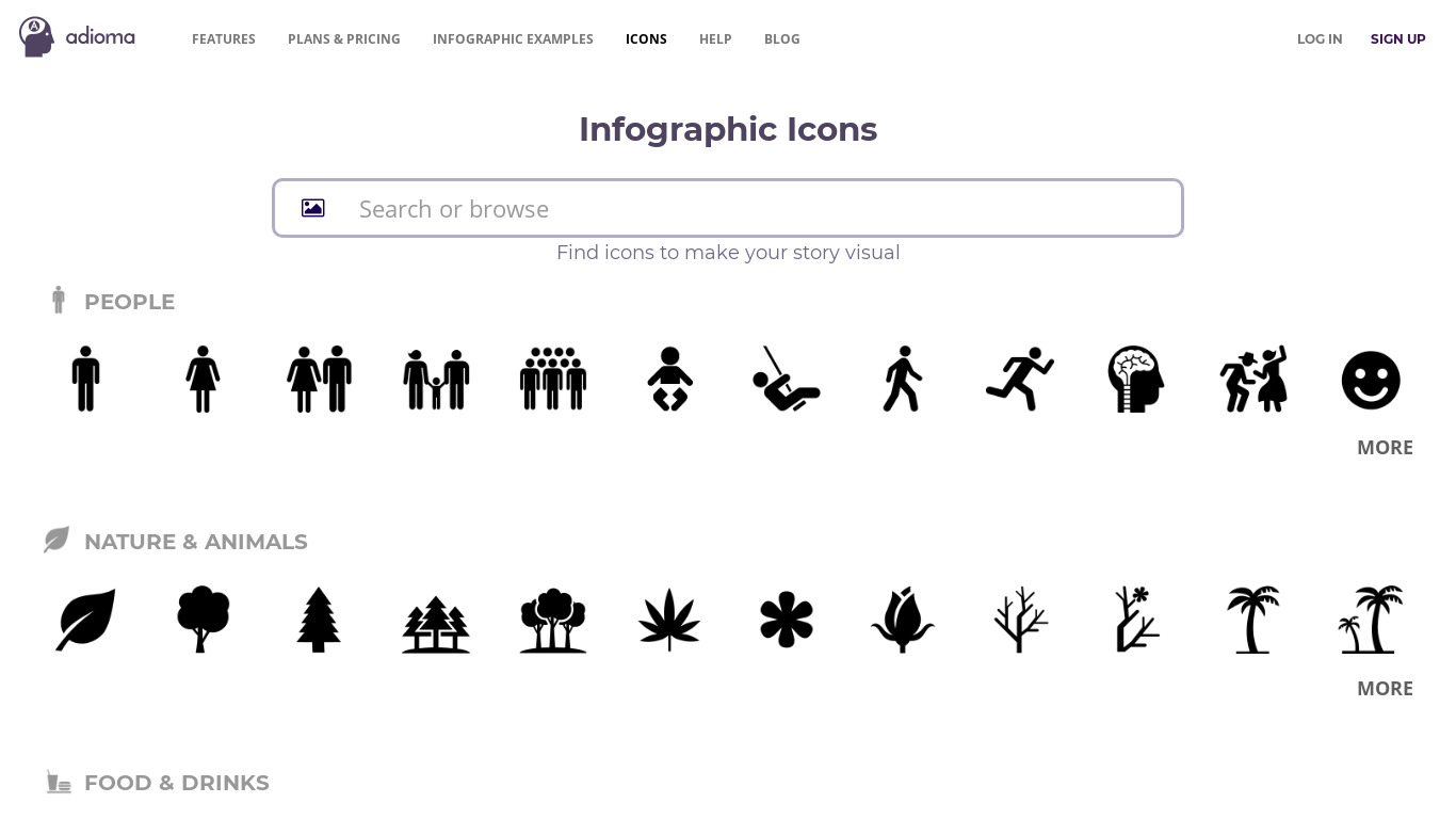 Icons for Storytelling by Adioma Landing page