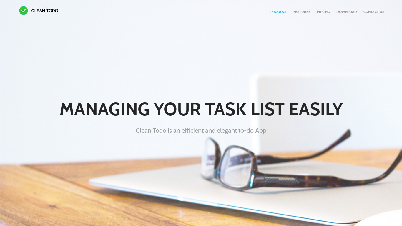 Clean Todo Landing page
