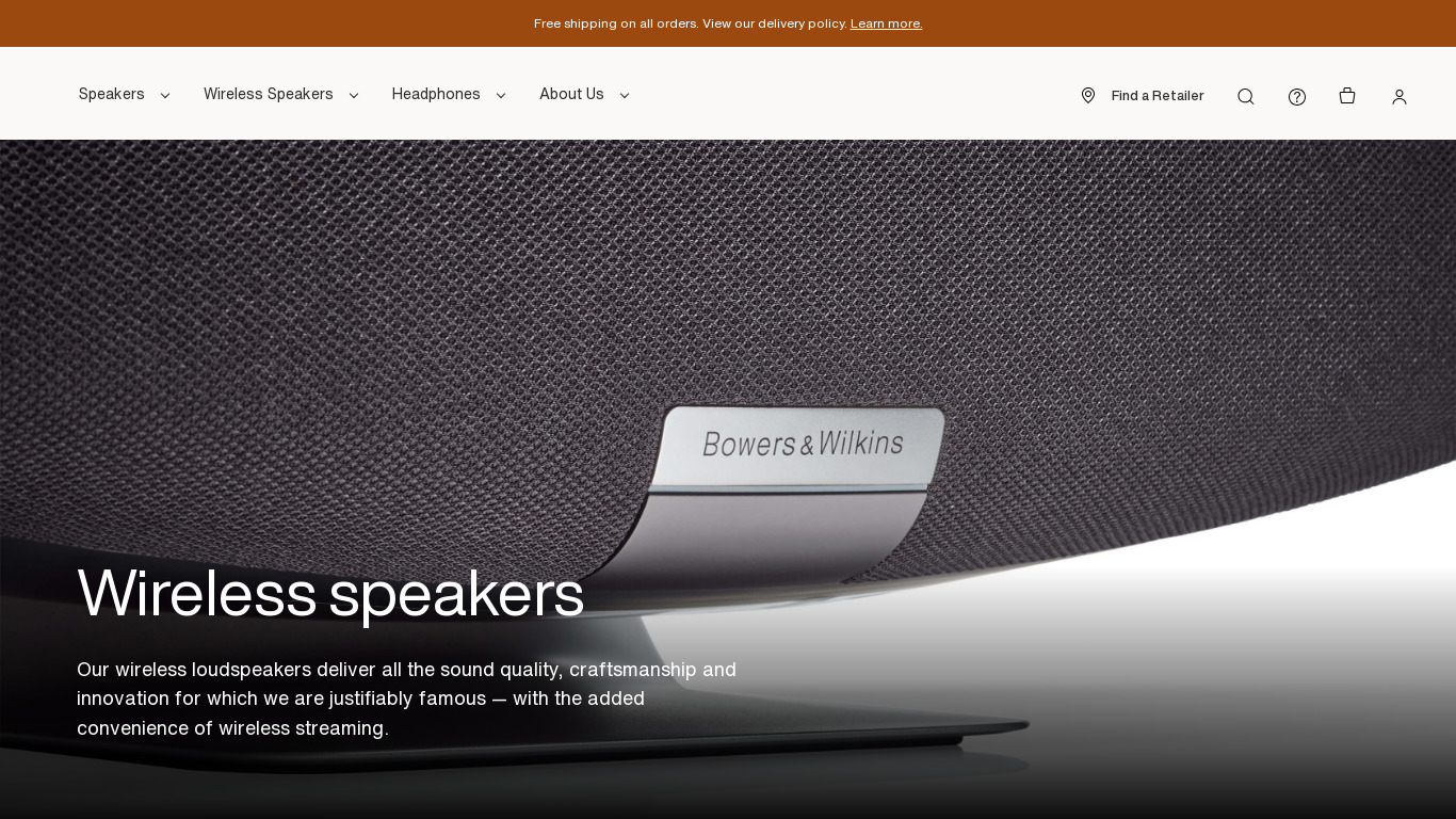 A7 Wireless Speaker Landing page