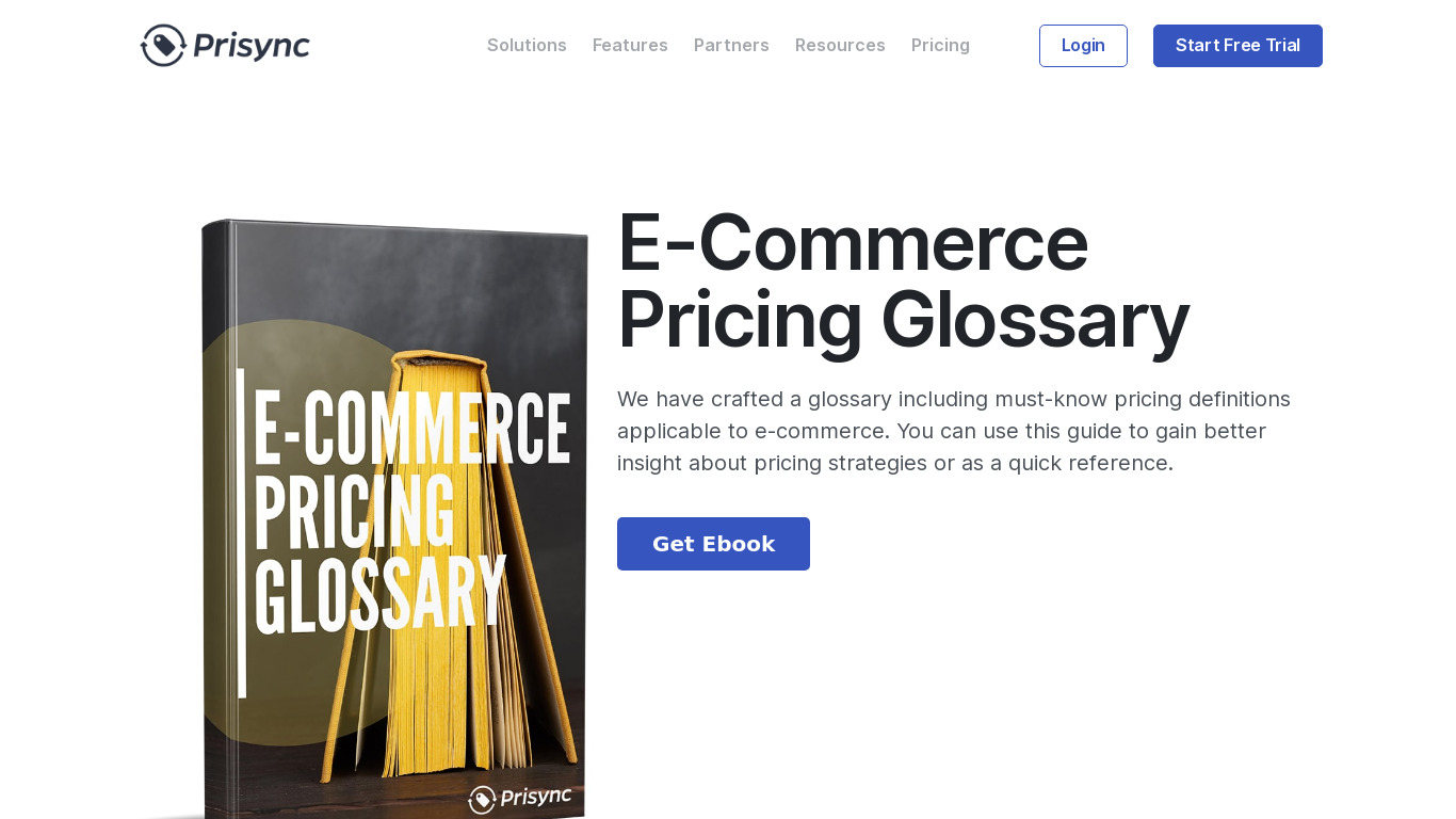 E-Commerce Pricing Glossary Landing page