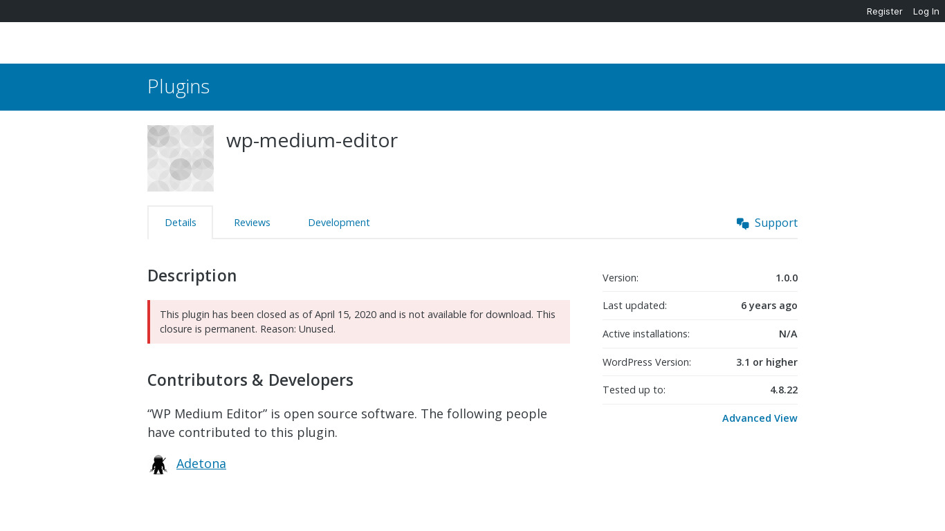 WP Medium Editor Landing page
