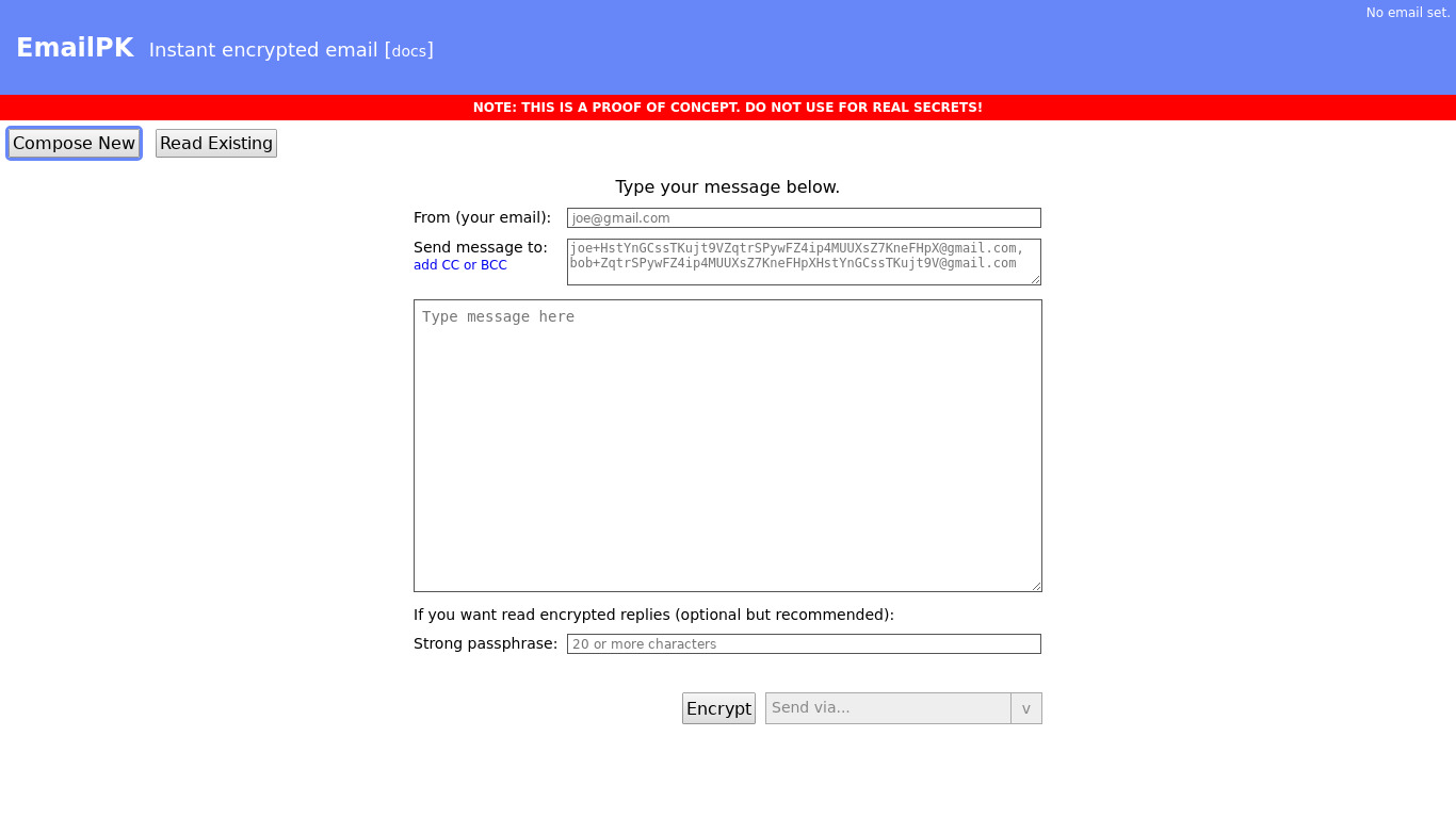 EmailPK Landing page
