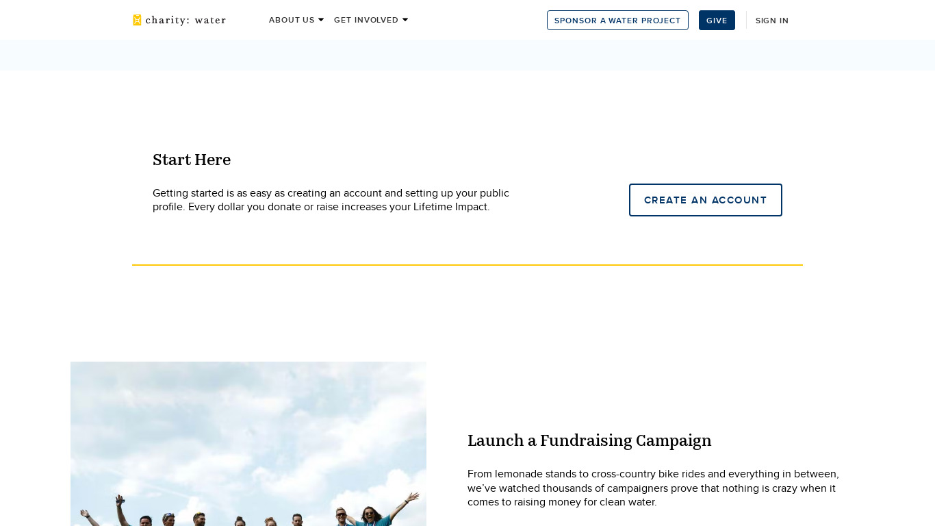 Charity Water Landing page