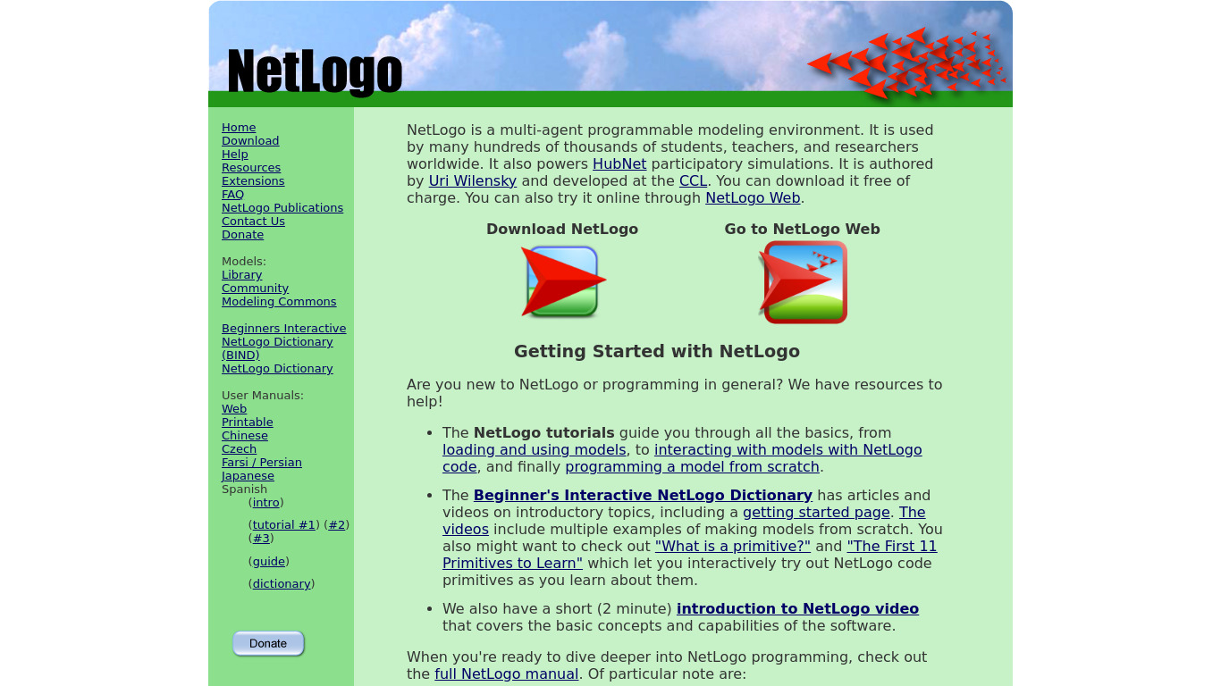 NetLogo Landing page