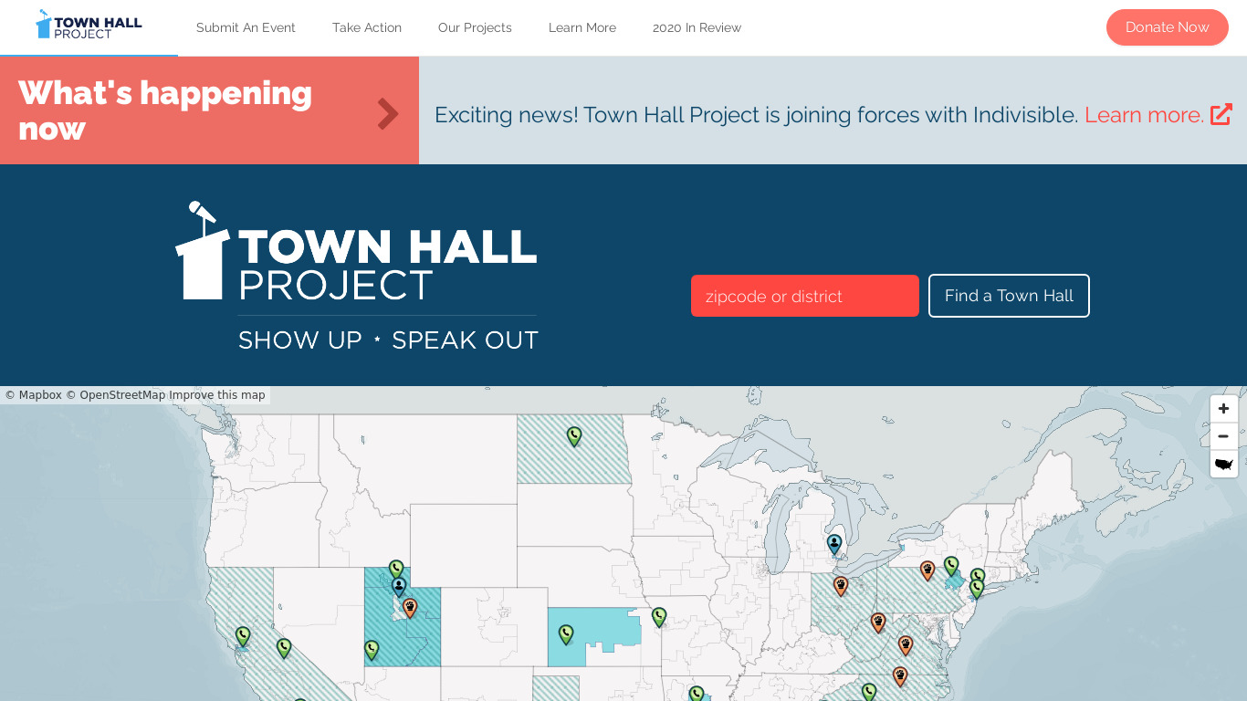 SinceTownHall Landing page