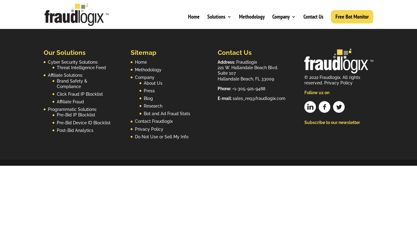 Fraudlogix Landing page