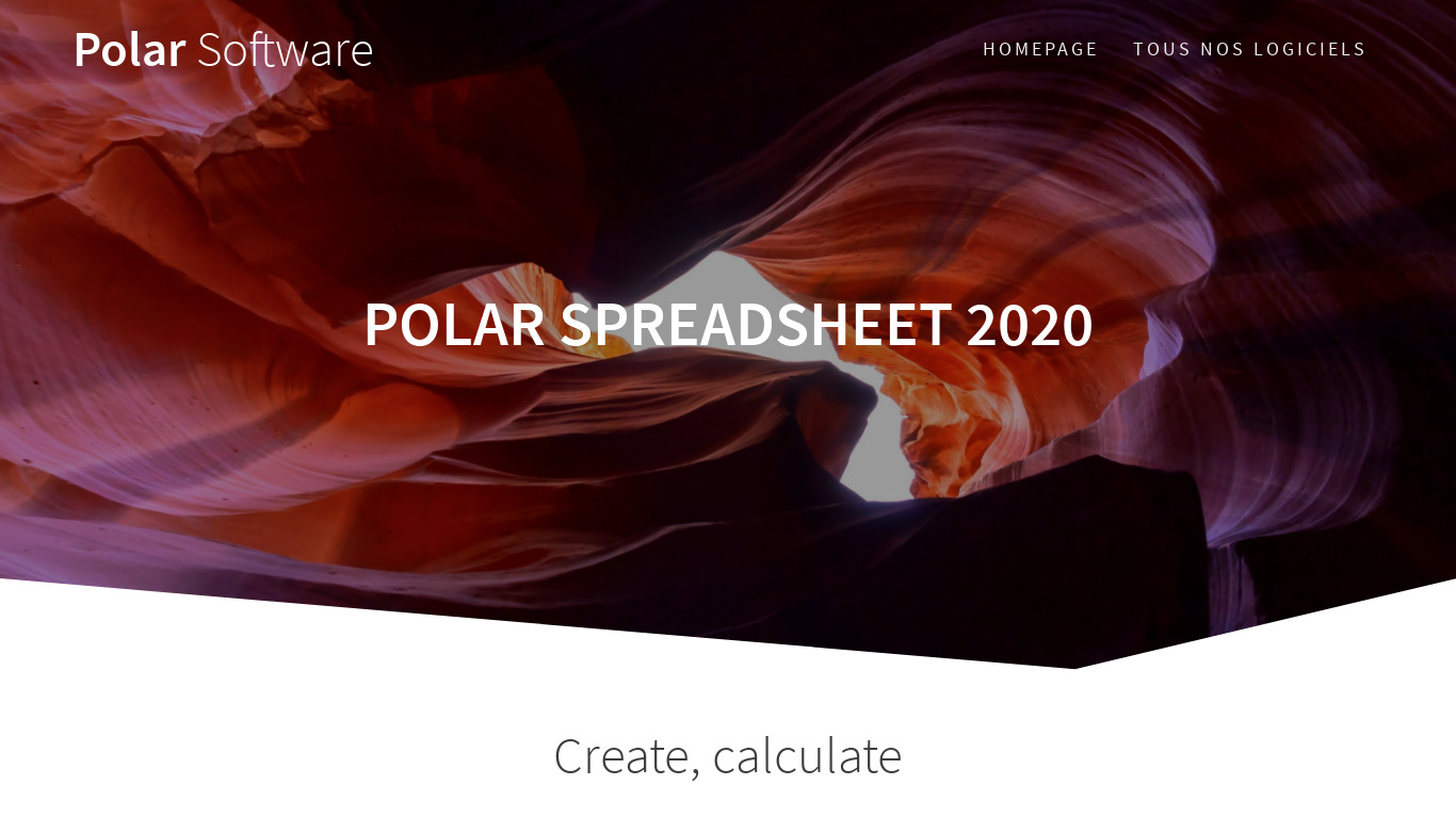 Polar SpreadSheet 2020 Landing page