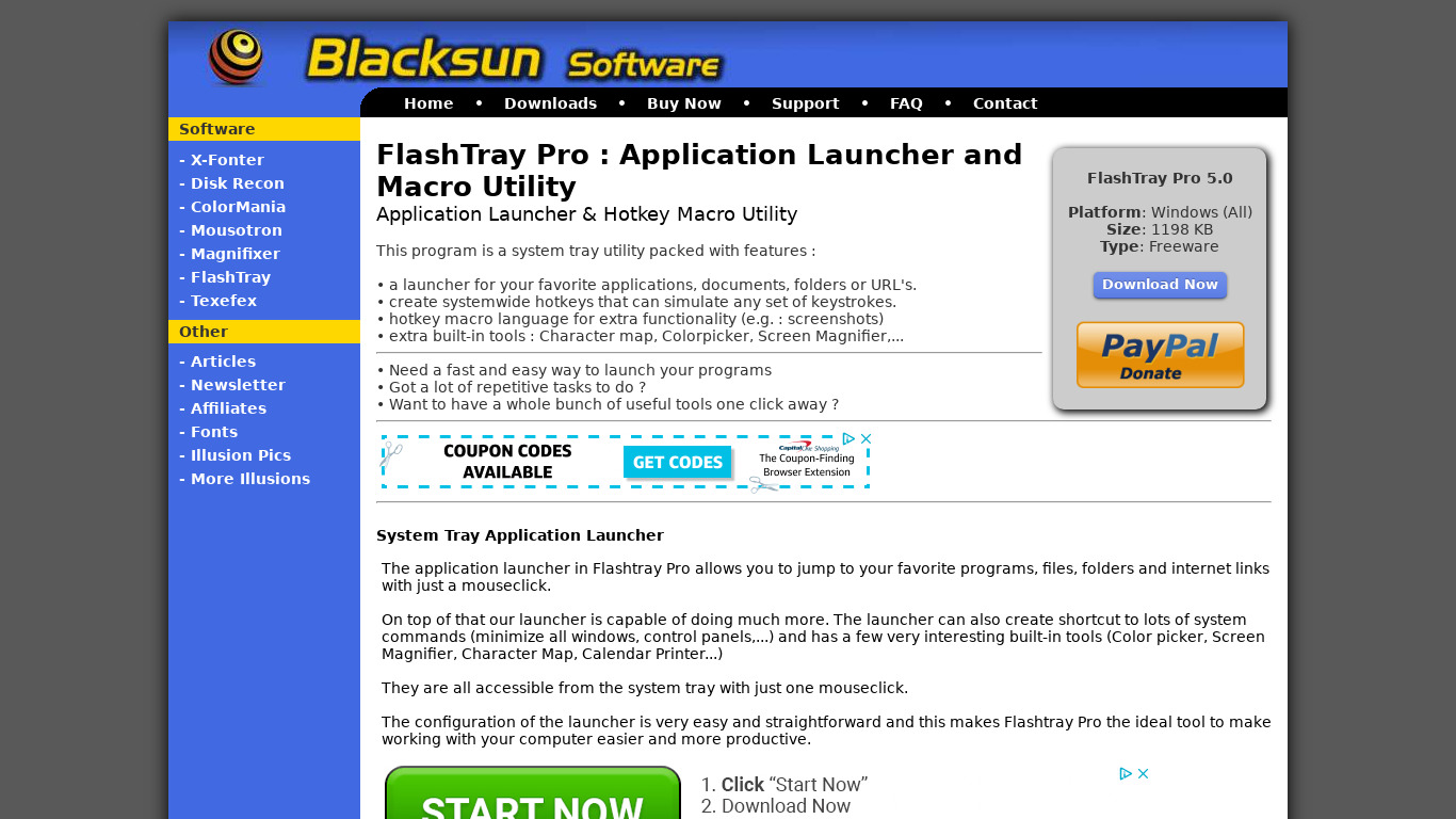 FlashTray Pro Landing page