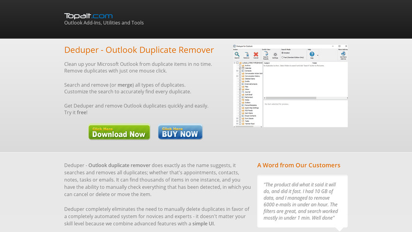 Deduper for Outlook Landing Page