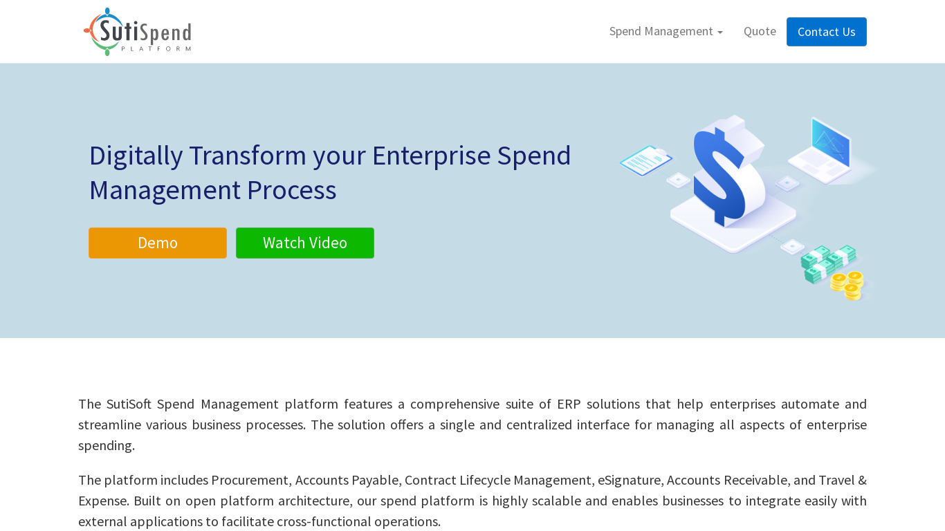 SutiSoft-Spend Management Platform Landing page