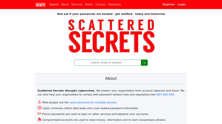 Scattered Secrets Landing Page