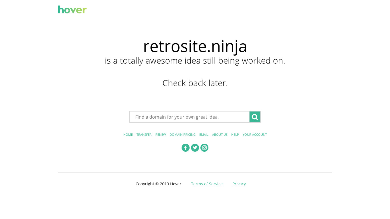 Retro Site Ninja Landing page