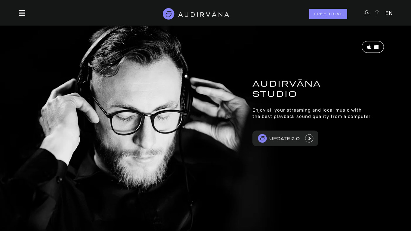 Audirvana Plus Landing page