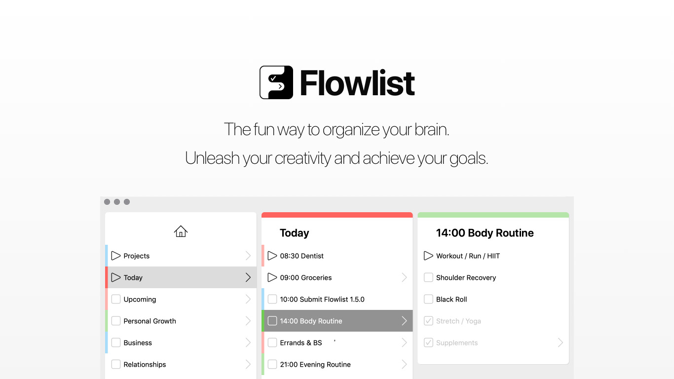 Flowlist Landing page