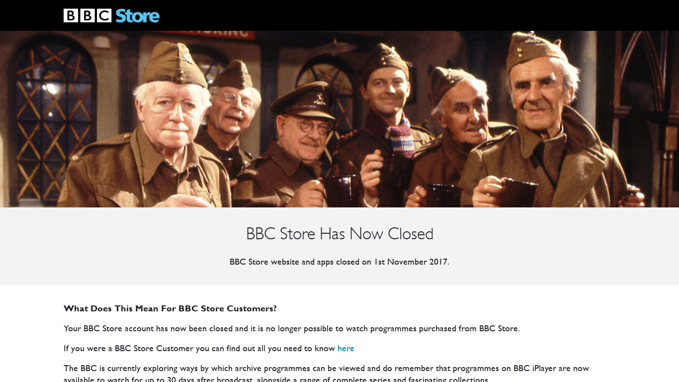 BBC Store Landing page
