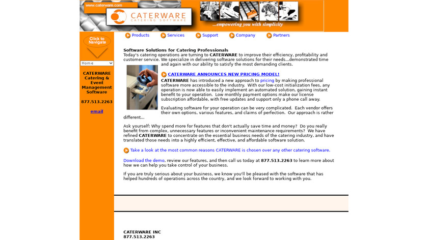 CaterWare Landing Page
