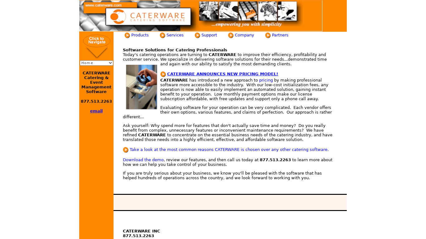 CaterWare Landing page