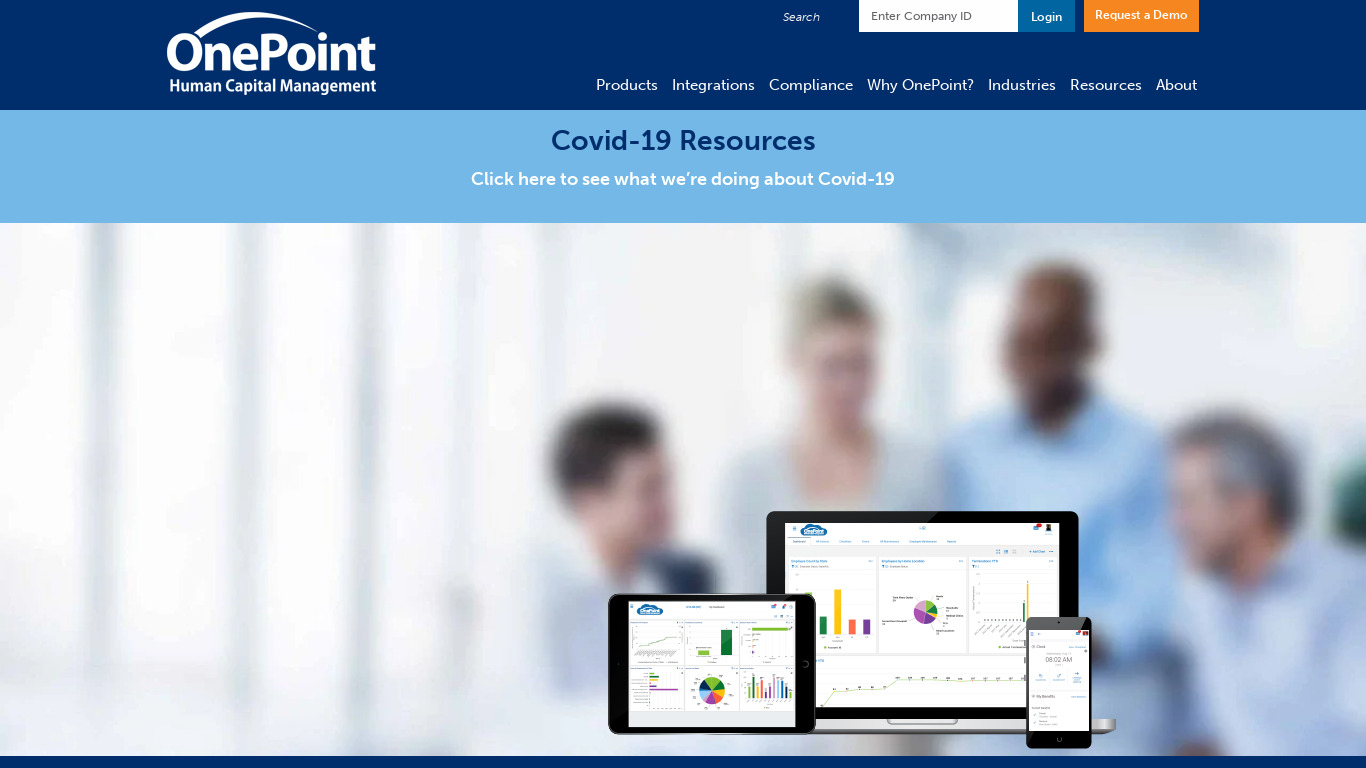 OnePoint Human Capital Management Landing page