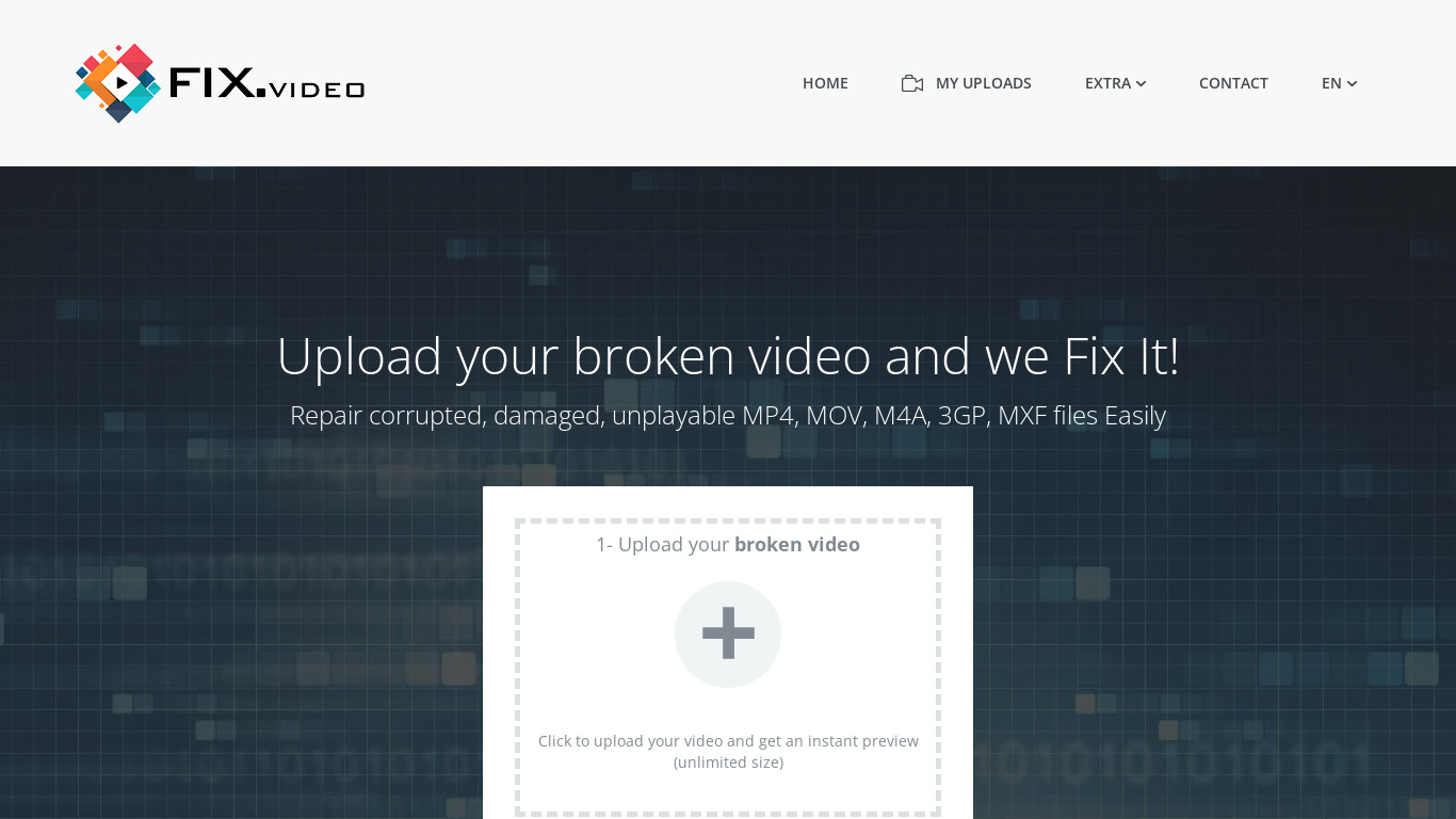 Fix.video Landing page