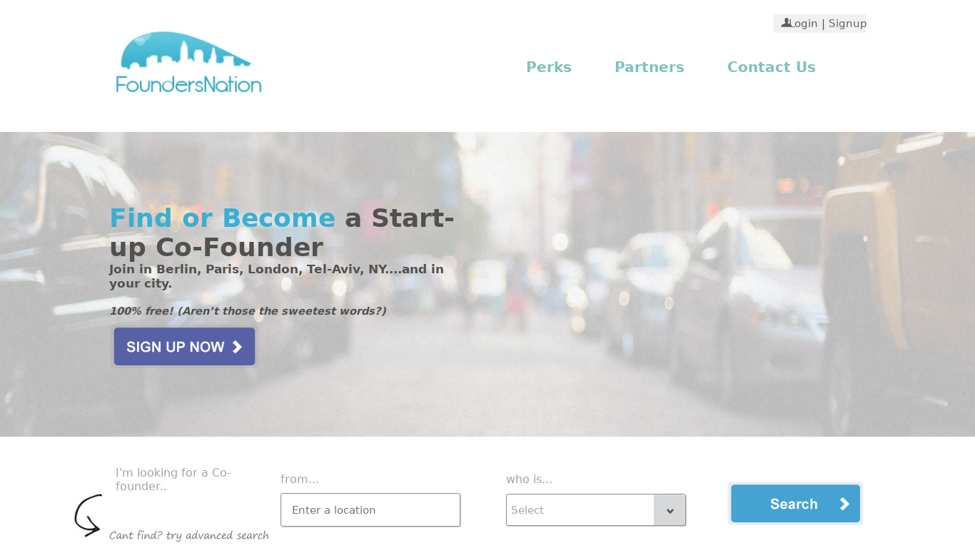 Founders Nation Landing page