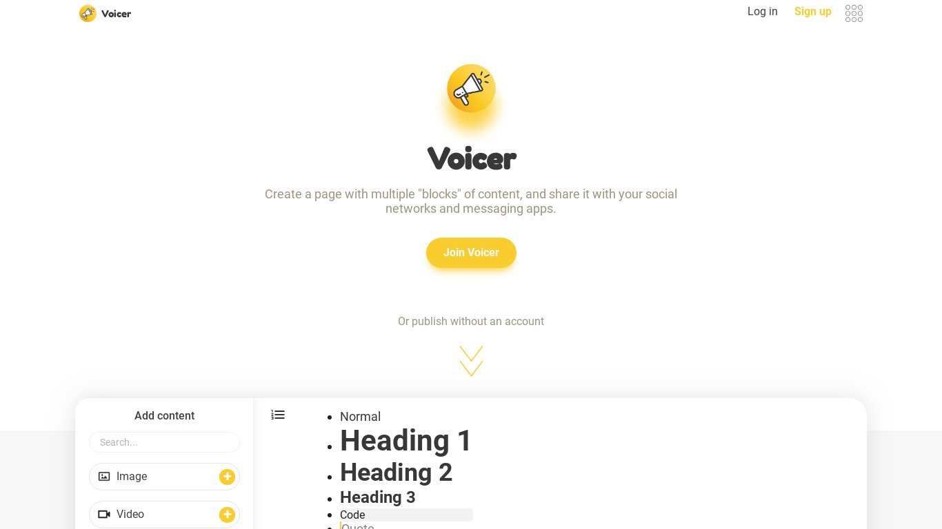 Voicer Landing page