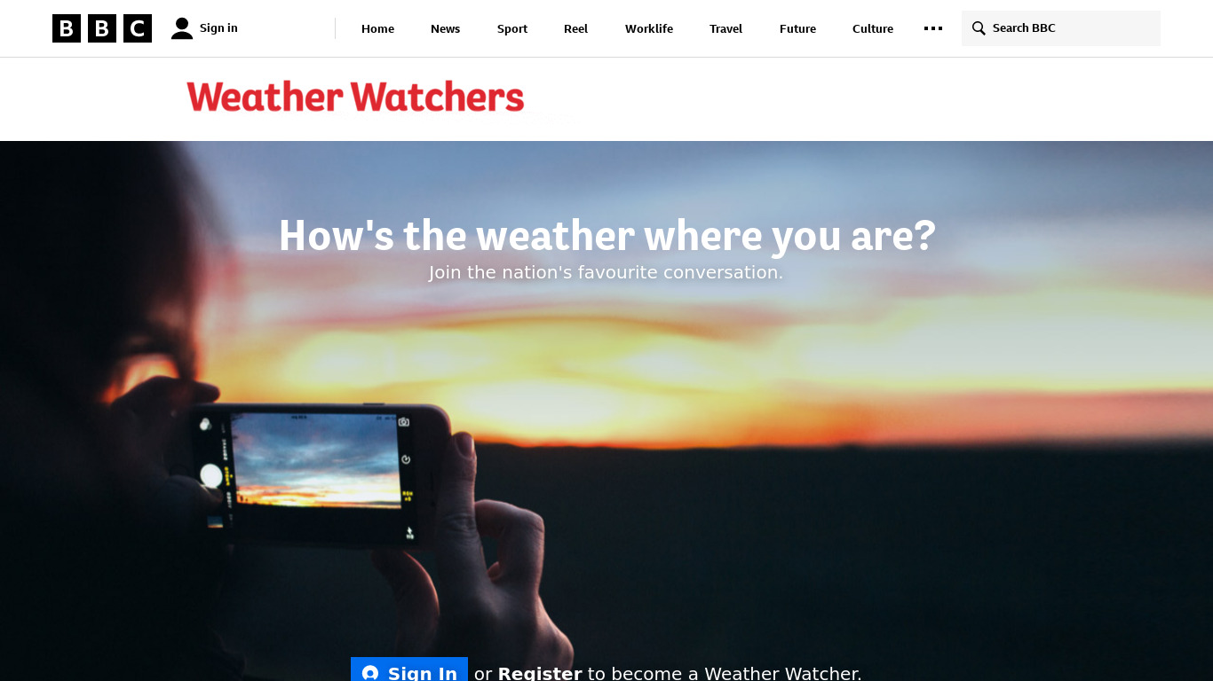 BBC Weather Watchers Landing page