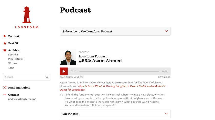 Longform Podcast Landing Page