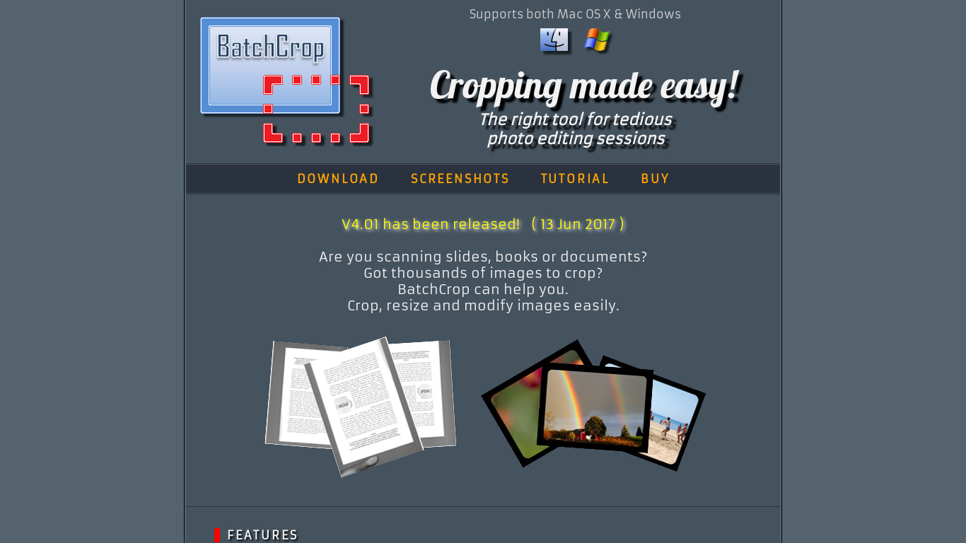 BatchCrop Landing page