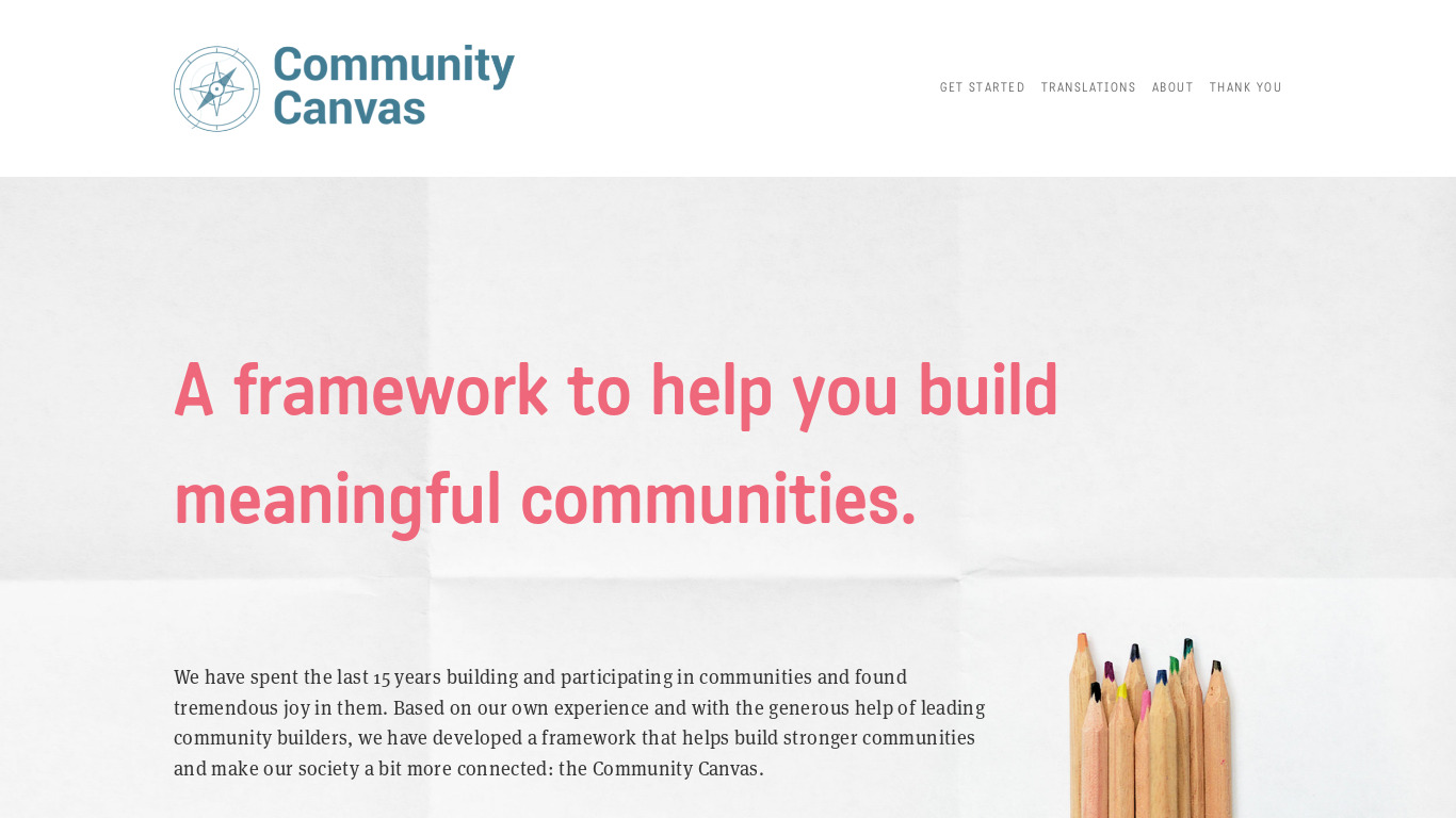 Community Canvas Landing page