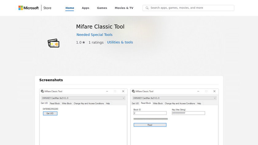 Mifare Classic Tool Landing Page