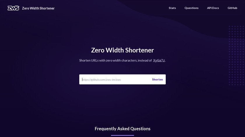 Zero Width Shortener Landing Page