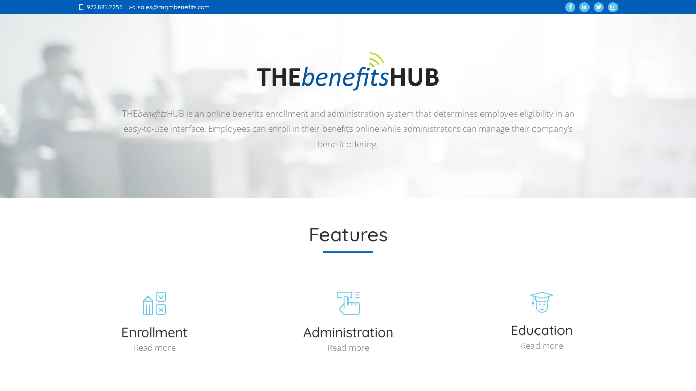 THEbenefitsHUB Landing page