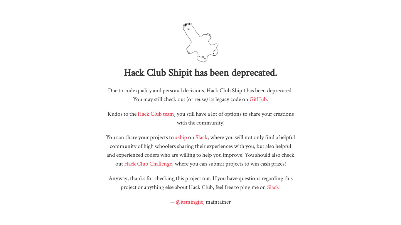 Hack Club Shipit ✈ Landing page