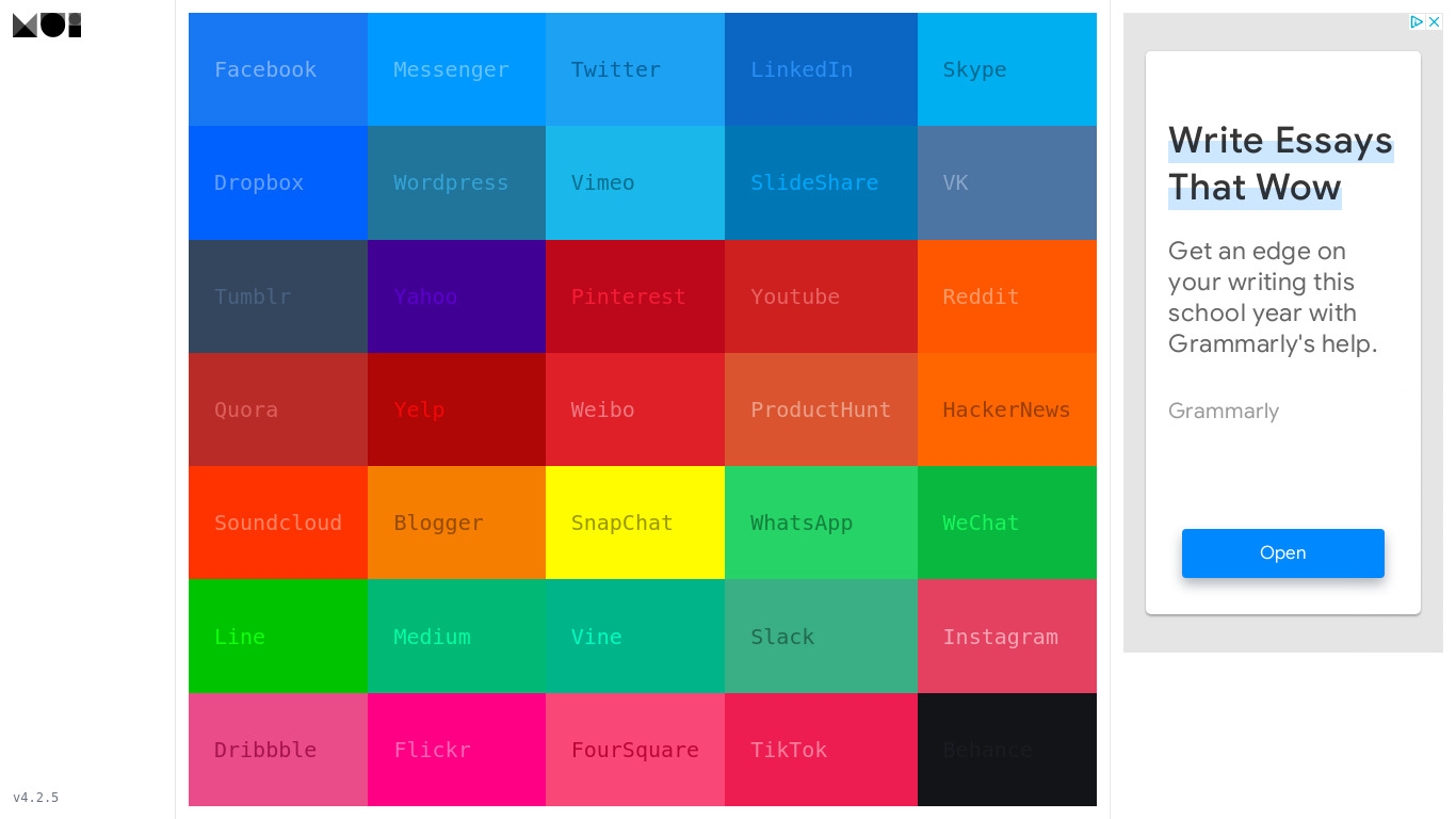 Social Colors Landing page